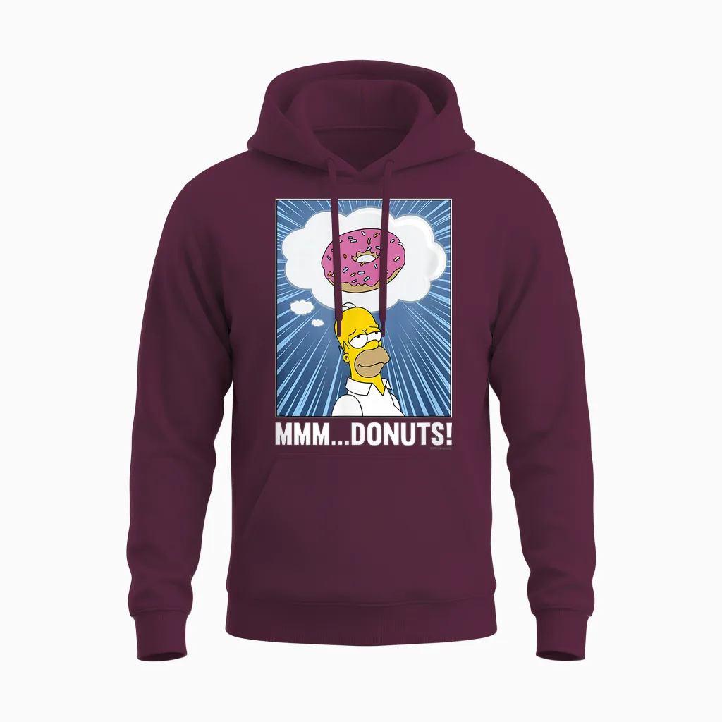 The Simpsons Homer Mmm...donuts C2 T-Shirt Small Unisex Hoodie in Maroon