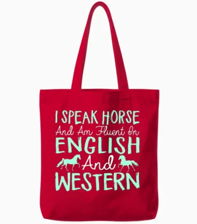 I Speak Horse Tote Bags - Red