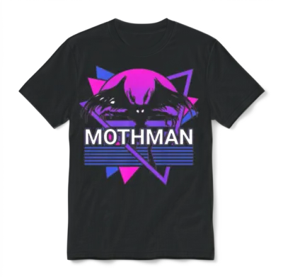 Mothman Cryptid Cryptozoology Retro Unisex T-Shirt - Black