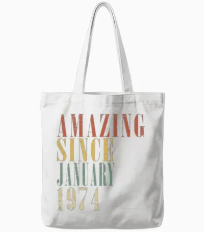 January 1974 Vintage Birthday Present Tote Bags - White