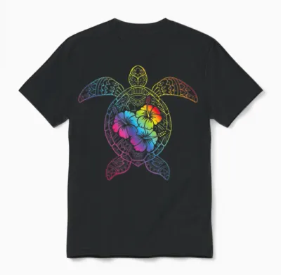 Meeresschildkröte Mandala Schildkröte Tropisches Hawaii Unisex T-Shirt - Black