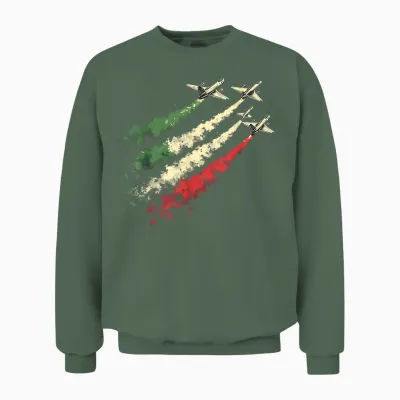 Italienische Luftwaffe Frecce Italien Farbflugzeug Unisex Sweatshirt - Military Green