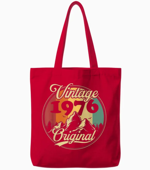 Original 1976 Vintage 50th Birthday Man Woman Gift Tote Bags in Red