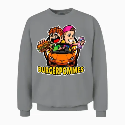 Burger Pommes Sportwagen Comic Style Fast Food Unisex Sweatshirt - Sport Grey