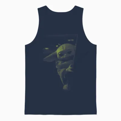Star Wars: the Mandalorian Grogu Watching Unisex Tank Top - Navy