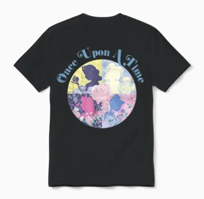Disney - Princess Once Upon a Time Silhouette T-Shirt, Black, S Unisex T-Shirt - Black