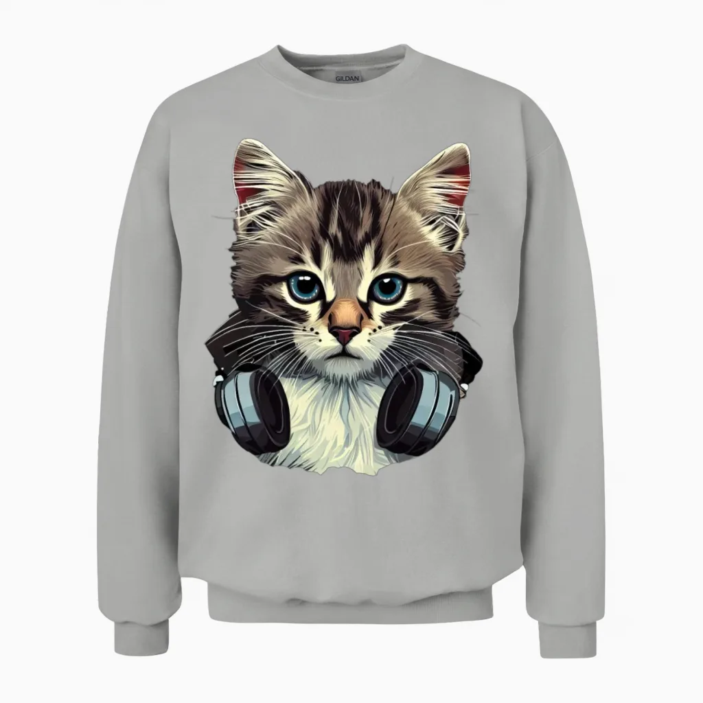Cat the Gamer Lovers Gift Unisex Sweatshirt in Ash