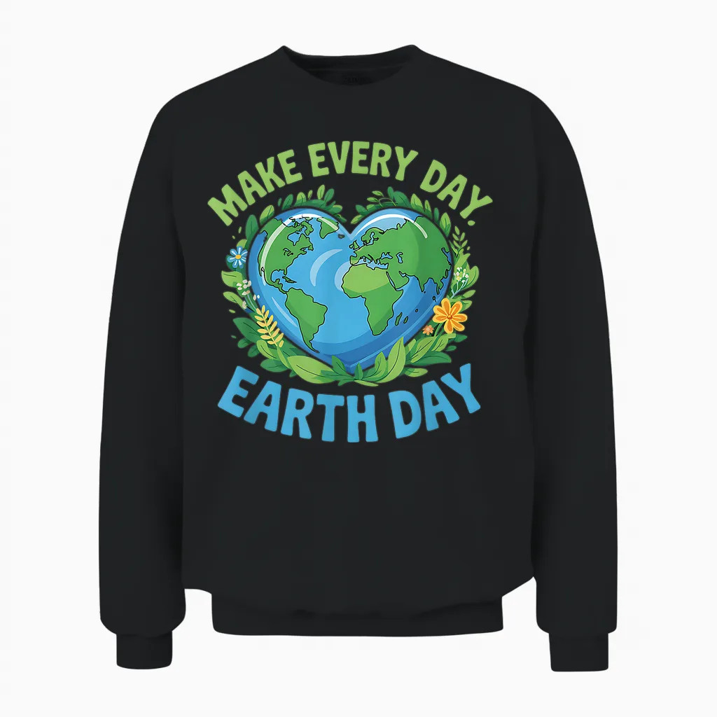 Save the Planet Everyday Earth Day Earth Day Unisex Sweatshirt in Black