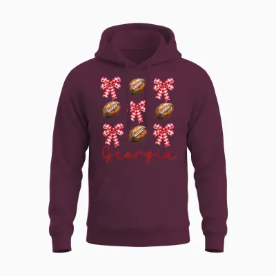 Georgia Coquette Red Bow Ga Women Girls Kids Sister Unisex Hoodie - Maroon