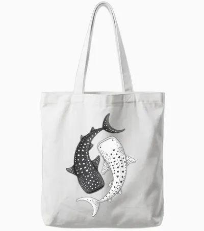 Walhai Yin Yang Meeresbiologie Tote Bags - White