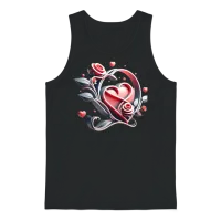 Valentine's Day Artistic Badge Design Unisex Tank Top - Black – 1