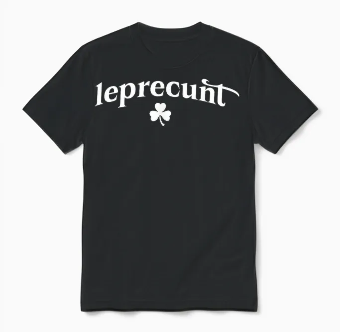 Leprecunt Irish St Patricks Day Leprechaun Shamrock Unisex T-Shirt in Black