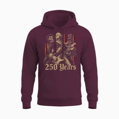 Vintage George Washington Playing Guitar 250 Years America Unisex Hoodie - Maroon