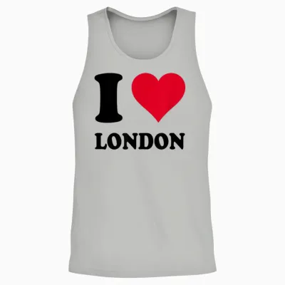 I Love London T-Shirt, White, S Unisex Tank Top - Ash