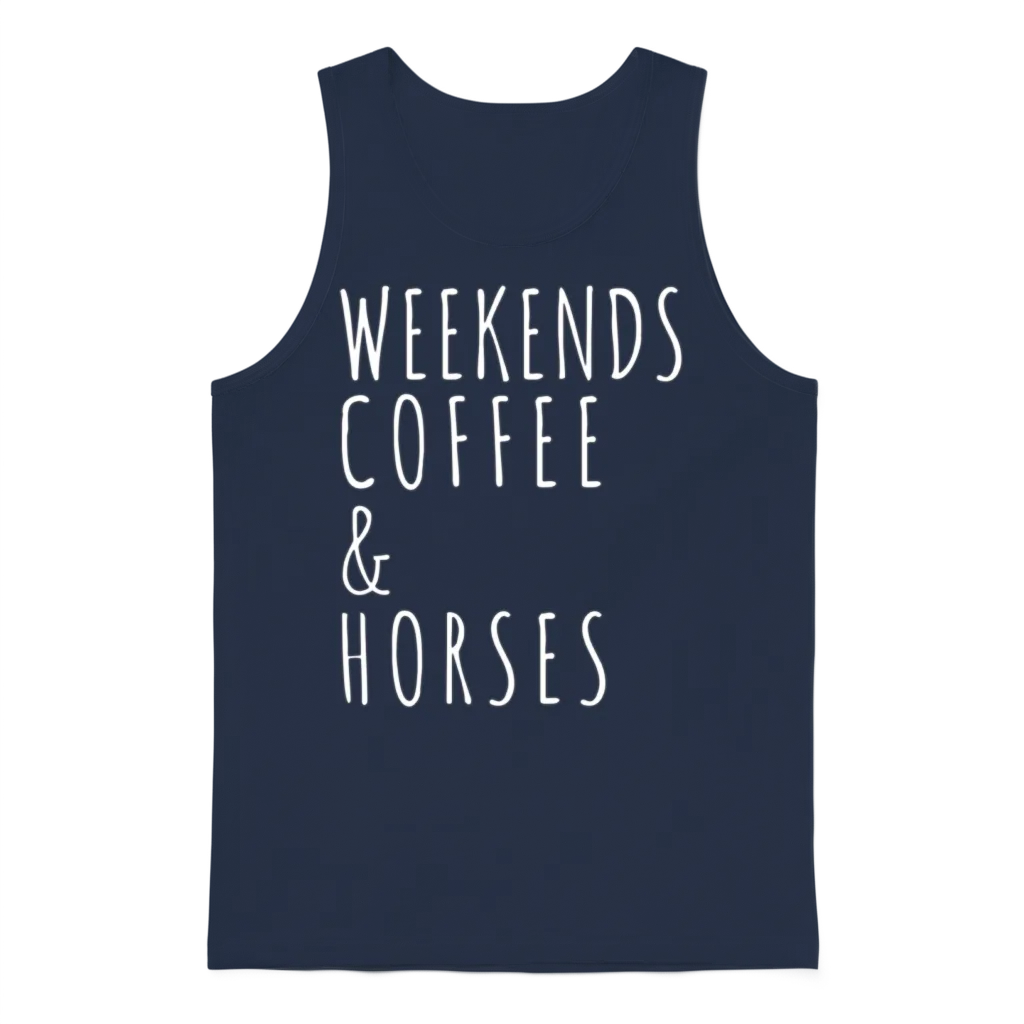 Weekends Coffee Horses Horse Lover Gift Unisex Tank Top - Navy