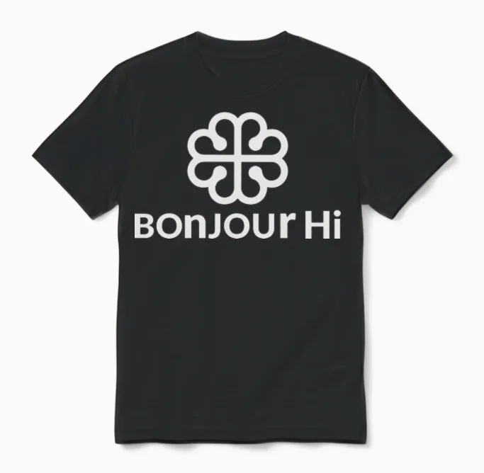 Bonjour Hi Unisex T-Shirt in Black