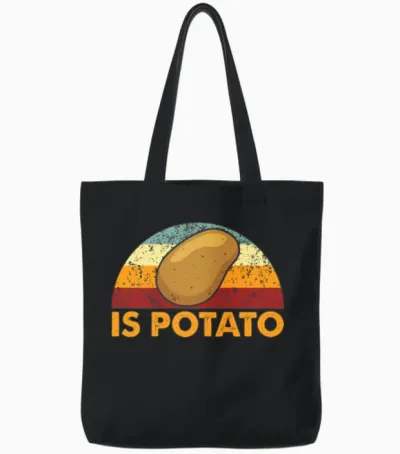 Retro Is Potato Tote Bags - Black