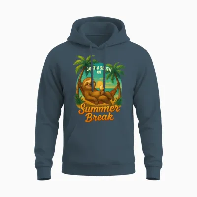 Sloth on Summer Break – Chill Beach Vibes Unisex Hoodie - Dark Heather
