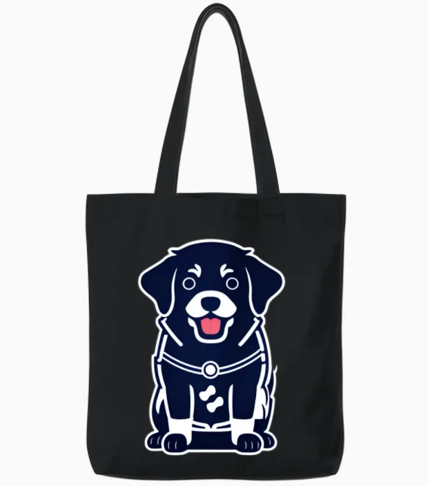 Cute Dog Lovers Gift Tote Bags in Black