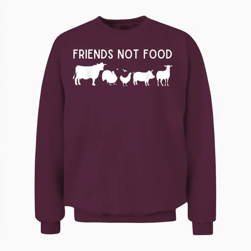 Friends Not Food Unisex Sweatshirt in Maroon