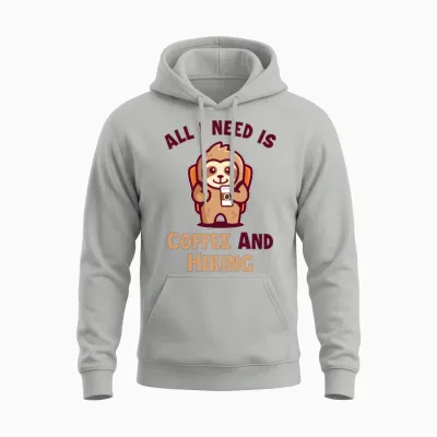Coffee and Hiking Backpacking Outdoor Wander Unisex Hoodie - Ash