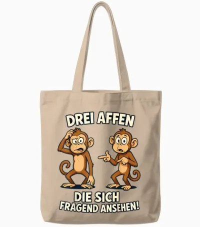 Drei Affen Die Sich Fragend Ansehen Sarkasmus Ironisches Tote Bags - Natural