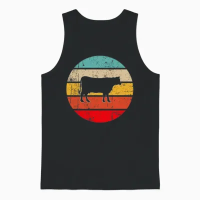 Cow Retro Unisex Tank Top - Black