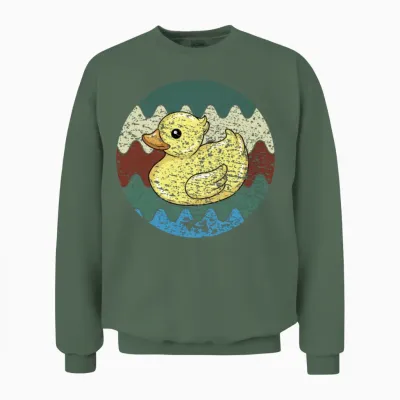 Bath Duck Retro Unisex Sweatshirt - Military Green