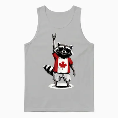 Waschbär Kanadische Flagge Rocks Funny Kanada Unisex Tank Top - Ash