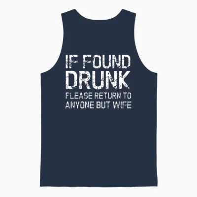 Drunk - Husband Wife Funny Gift Unisex Tank Top - Navy