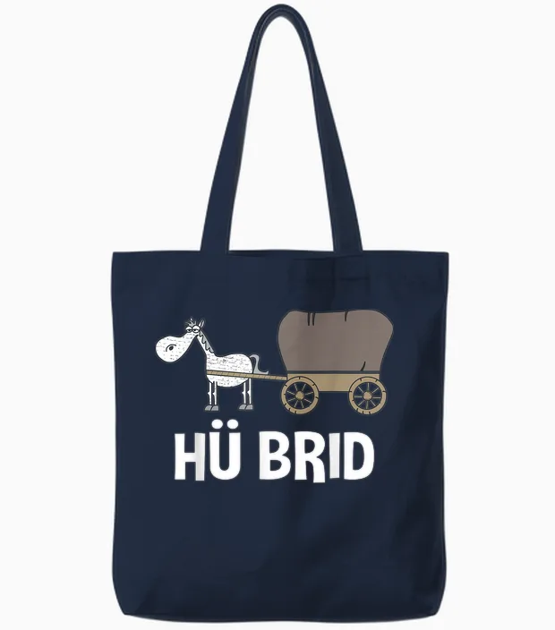 Hรผ Brid Funny Hybrid Car / Horse T-Shirt, Black Tote Bags in Navy