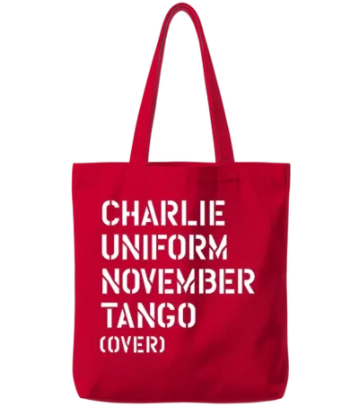 Charlie Uniform November Tango Over Military Tote Bags - Red