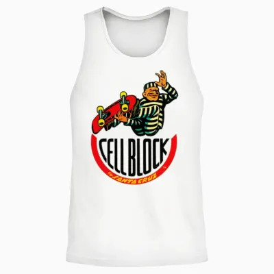 Retro Skateboard T Design Unisex Tank Top - White