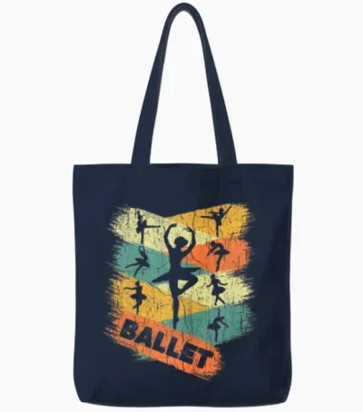 Retro Ballet Dancer Tote Bags - Navy
