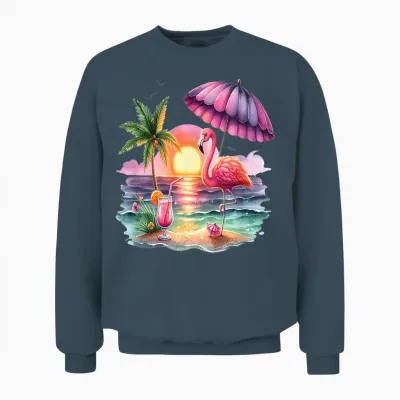 Flamingo Rosa Urlaub Tropischer Strand Sommer Frauen Badesee Unisex Sweatshirt - Dark Heather