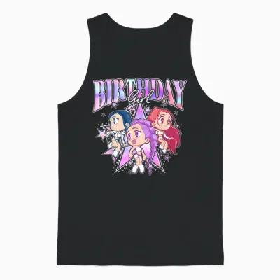 Kpop Demon Hunters Birthday Girl Adorable Chibi Group Shot Unisex Tank Top - Black