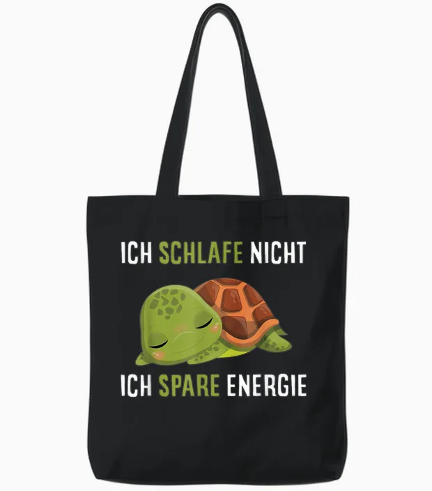 Ich Schlafe Nicht Ich Spare Energie Müde Schildkröte Schlaf Tote Bags in Black