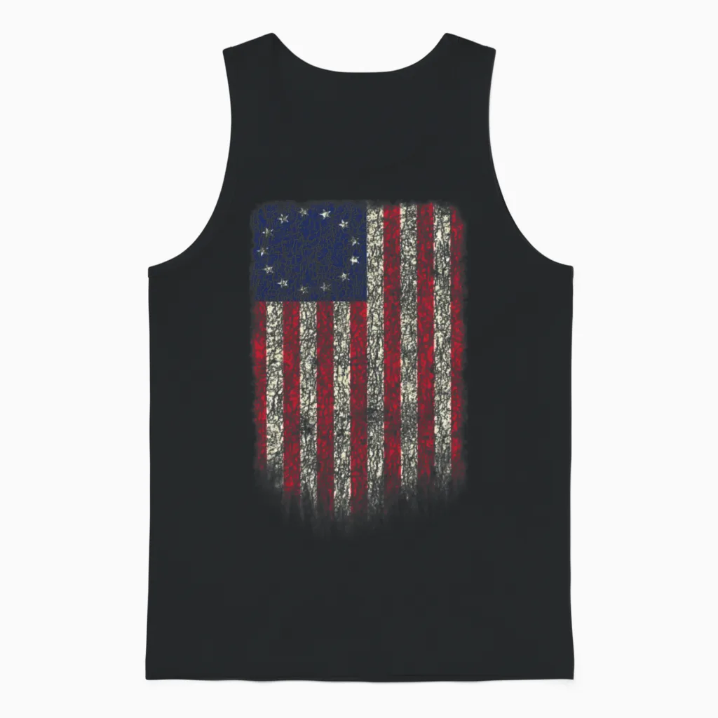 Betsy Ross Shirt 4th of July American Unisex Tank Top in Black