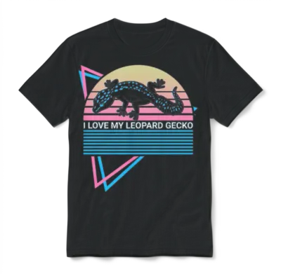 Leopard Gecko Retro Unisex T-Shirt - Black
