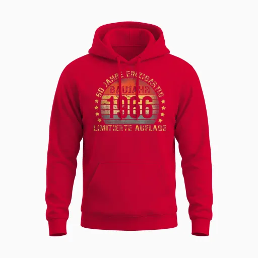 1966 Birthday Man 60th Decoration Funny 60s 60th Birthday Unisex Hoodie - Red