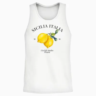 Sicilia Italia X Livelife. Limone Limoncello Spritz Sicily Unisex Tank Top - White