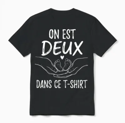 Pregnancy Announcement One Is Two in This Unisex T-Shirt - Black
