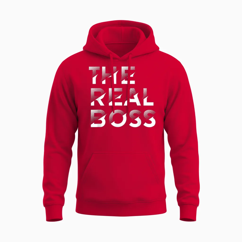 The Real Boss Familienkind Für Neugeborene, Sohn, Tochter, Unisex Hoodie in Red