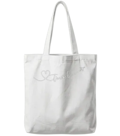 Travel Love with Plane Tote Bags - White