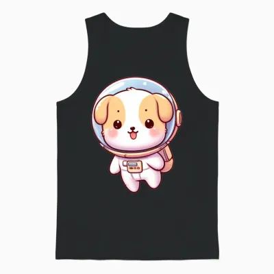 Space Dog Unisex Tank Top - Black