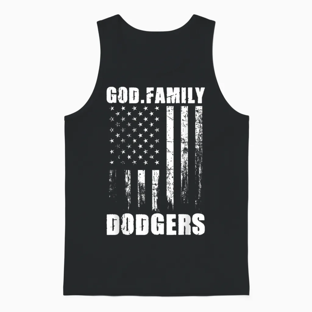 God. Family. Dodgers. Vintage Usa Unisex Tank Top in Black
