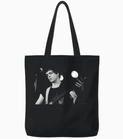 Lou Reed Perorming Live Boston 1980 by Michael Grecco Tote Bags - Black