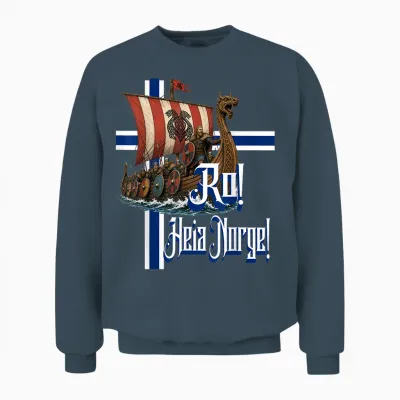 Ro! Heia Norge Wikingerschiff Design Für Norwegische Fans Unisex Sweatshirt - Dark Heather