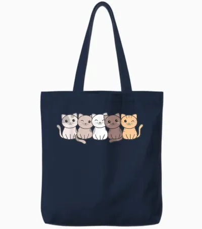 Katze Kawaii Katzen Niedliche Tiere Für Kinder Katzen Tote Bags - Navy