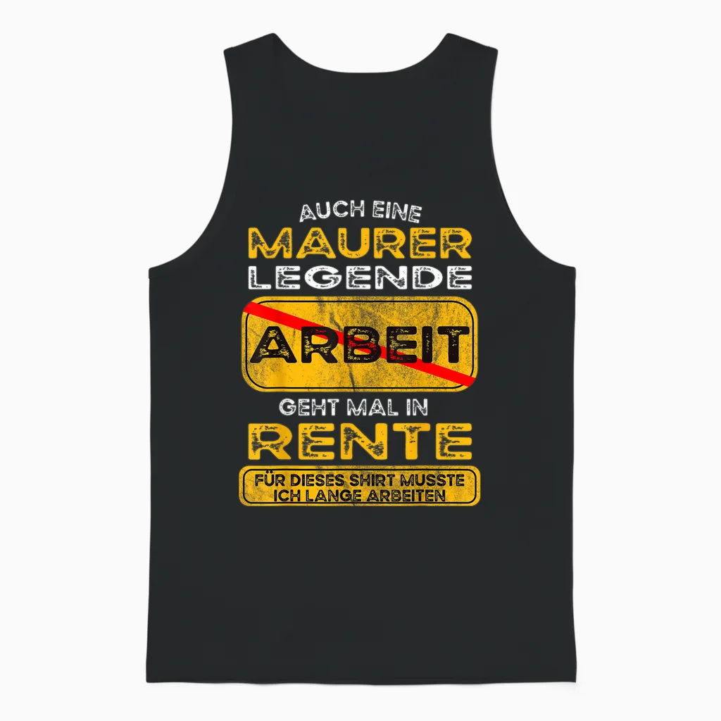 Maurer Lustiges Rente Pension Ruhestand Rentner Unisex Tank Top in Black